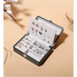 La Trove Leather Jewellery Box For Earring Rings Necklace Jewellery Holder Organizer Case Green-picture-37
