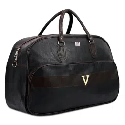 NFI Essentials Large Leather 20 Inch Black Duffle Bag for Travel Men and Women Black-picture-9