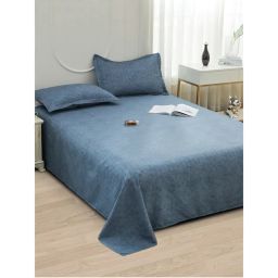 Story@Home 240 TC Microfiber Double Bedsheet with 2 Pillow Covers Blue-picture-8