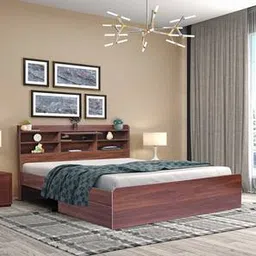 gudsmith Merkel Engineered Wood Queen Size Drawer Storage Bed in Columbian Walnut...-picture-7