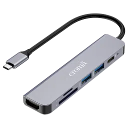 Croma 6-in-1 USB 3.0 Type C to HDMI, USB Type A 3.0, USB Type C, TF Card & SD Card Slot Multi Utility Hub (Supports Fast Charging, Grey)-picture-24
