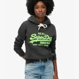 Women Neon VL Brand Embroidered Relaxed Fit Hoodie-image-13