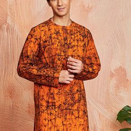VASTRAMAY Batik Printed Round Neck Straighjt Kurta-image-16