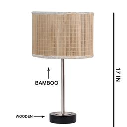 Aura Beige & Black Textured Metal Cylindrical Shaped Table Lamp-14