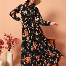 Krunal Women Raiyani Printed Fit And Flare Maxi Dresses-image-56