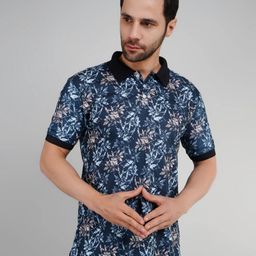 Valencia Fashion Men Floral Printed Polo Collar T-shirt-image-2