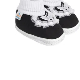 NESKA MODA 0 To 6 Months Newborn Baby Girl Cotton Skin-Friendly Butterfly Frill Slip On Booties-image-10