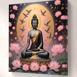 Livin'luxe Black & Gold-Toned Religious Buddha Canvas Wall Art-image-103