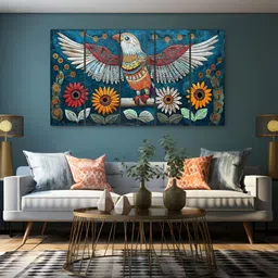 The Castle Decor White & Orange 5 Pieces Wooden Birds Wall Art-picture-44