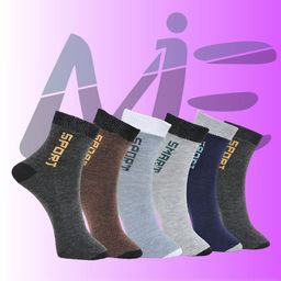 MJE Pack Of 6 Patterned Cotton Ankle Length Socks-21