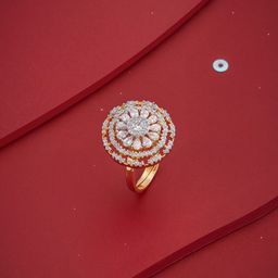Kushal's Fashion Jewellery White Gold-Plated Party Zircon Finger Ring-image-0