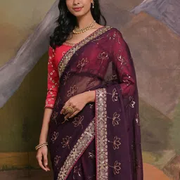 Anouk Rustic Embellished Sequinned Pure Georgette Saree-61