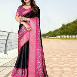 J 6 DESIGNER Floral Silk Blend Saree-image-95