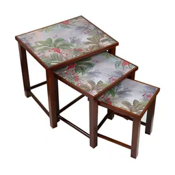 India Circus by Krsnaa Mehta 3-Pcs Green & Grey printed Rectangle Shaped Nesting Tables image 4
