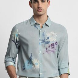 Mufti Men Slim Fit Floral Printed Spread Collar Casual Shirt-picture-39