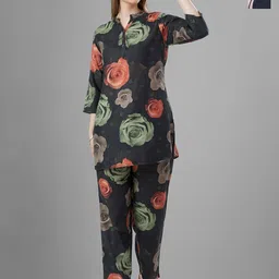 TITTLI Pack Of 2 Printed Mandarin Collar Relaxed Fit Tunic With Trousers Co-Ords-picture-15