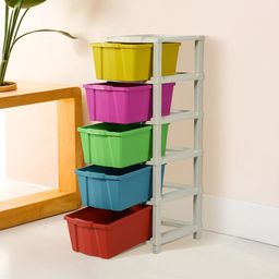 Kuber Industries Yellow & Green 5-Layer Drawer Organiser-16