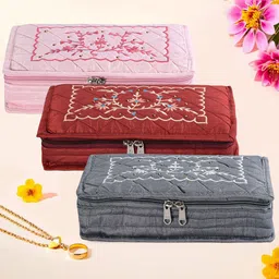 Kuber Industries Grey & Maroon 3 Pieces Jewellery Organisers-17