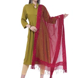 A R SILK DUPATTA HUB Floral Embroidered Beads And Stones Organza Dupatta-picture-1