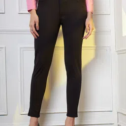 FITHUB Women Slim Fit High-Rise Wrinkle Free Trousers-image-90