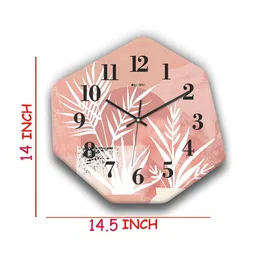 OLIVE TREE Peach-Coloured & White Printed Geometric Wall Clock image 3