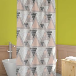 ArtzFolio Pink & White Geometric Printed Waterproof Shower Curtain-7