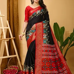 KALINI Kalamkari Printed Woven Design Zari Sungudi Saree-18