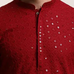 Atly Men Embroidered Regular Sequinned Kurta with Pyjamas image 5