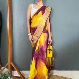 HERE&NOW Tie and Dye Woven Design Zari Organza Kanjeevaram Saree-image-77