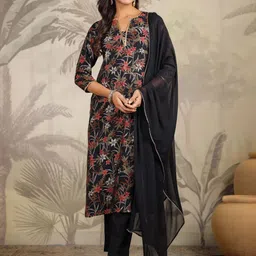 Janasya Floral Printed Gotta Patti Kurta with Trouser & Dupatta-picture-55