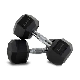 PowerMax Fitness Iron Hexagon Dumbbells - 7.5 kg-1