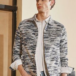 Campus Sutra Men Spread Collar Abstract Printed Lightweight Cotton Denim Jacket-picture-8