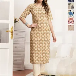 7Threads Women Ethnic Motifs Printed Floral Crepe Kurta-image-82