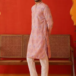 Jompers Men Embroidered Regular Sequinned Kurta with Pyjamas image 5