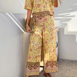 JC Mode Floral Printed Shirt Collar Neck Shirt With Trousers Co-Ords-image-47