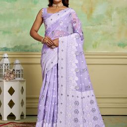 KAYOMMI Ethnic Motifs Zari Pure Cotton Banarasi Saree-picture-26