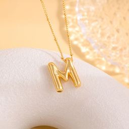 Designs & You Gold-Plated Alphabet M Contemporary Pendant with Chain-56