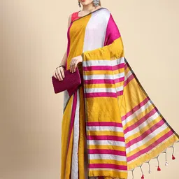 DESH BIDESH Striped Silk Cotton Saree-image-66