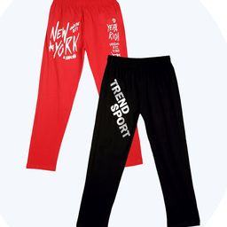 Fashionable Kids Unisex Pack Of 2 Printed Pure Cotton Track Pants-1