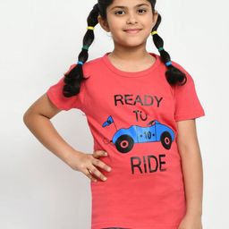 BAESD Girls Typography Printed Applique T-shirt-image-59