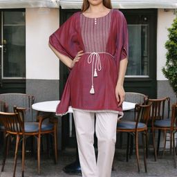 DUMMY SHAPE Women Embroidered Regular Thread Work Kurta with Trousers-image-85
