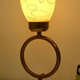 SOMIL Yellow Printed Glass Cylindrical Shaped Table Lamp-image-84