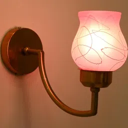 Somil Premium Designer Glass Wall/Night Lamp Elegant & Stylish Dcor Accent for Modern Interiors, Color Pink, White, Size:- 10 x 10 x 20.5 CM-image-96