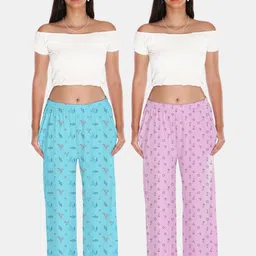 Digsel Cool Women Pack of 2 Printed Cotton Lounge Pants-image-102