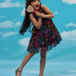 LIL DRAMA  Girls Printed Empire Dress-image-53