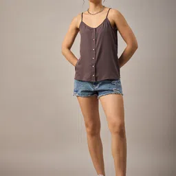 The Roadster Lifestyle Co Front Button Spaghetti Top-image-31