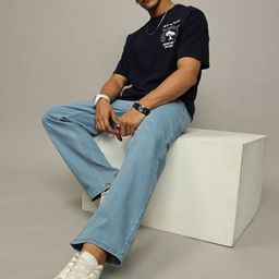 MORSE CODE Men Graphic Printed Oversized T-shirt image 2