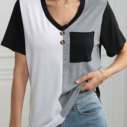 StyleCast x Revolte Women Colourblocked Solid V-Neck Top-image-42