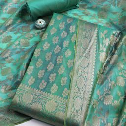 Meena Bazaar Woven Design Art Silk Unstitched Dress Material-image-78