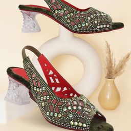 SIRDENILL Women Block Peep Toes Heels-image-5